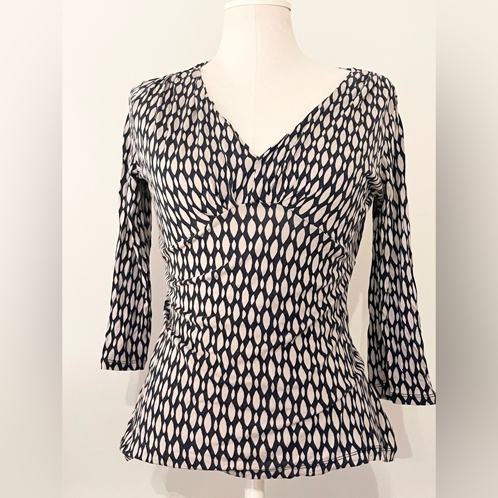 Banana Republic Women’s Black & Cream Long Sleeve Top | Size M